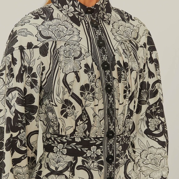 FARM RIO LONG-SLEEVE COLLARED MIDI SHIRT DRESS - Picture 4 of 6